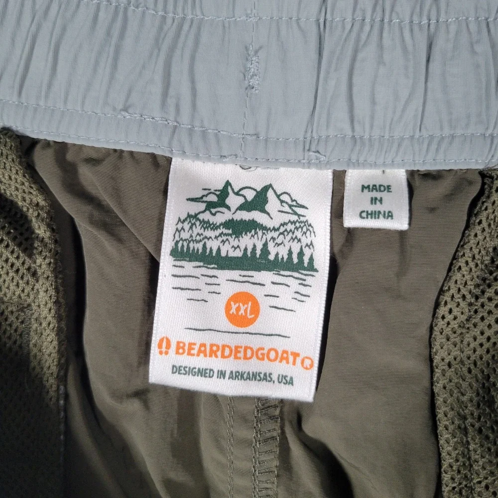 Bearded‎ Goat Swim Trunks Mens XXL Olive Green Grey Tribal Print Nylon Shorts